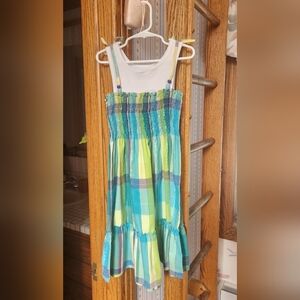 Girls Size 10 Green, Blue, and Purple Plaid Dress